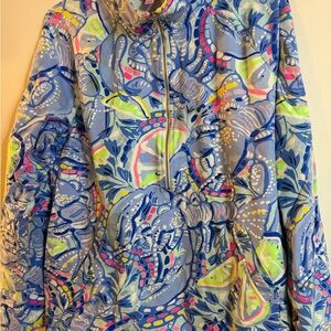 Lilly Pulitzer Blue and Pink Patterned popover sweatshirt
